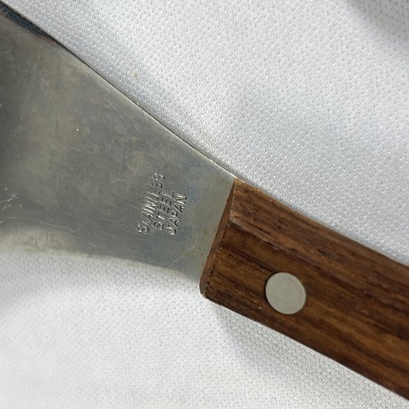 Vintage MCM Burnco Four Seasons Salad Set Stainless Steel Wood Handle Japan - Picture 4 of 12